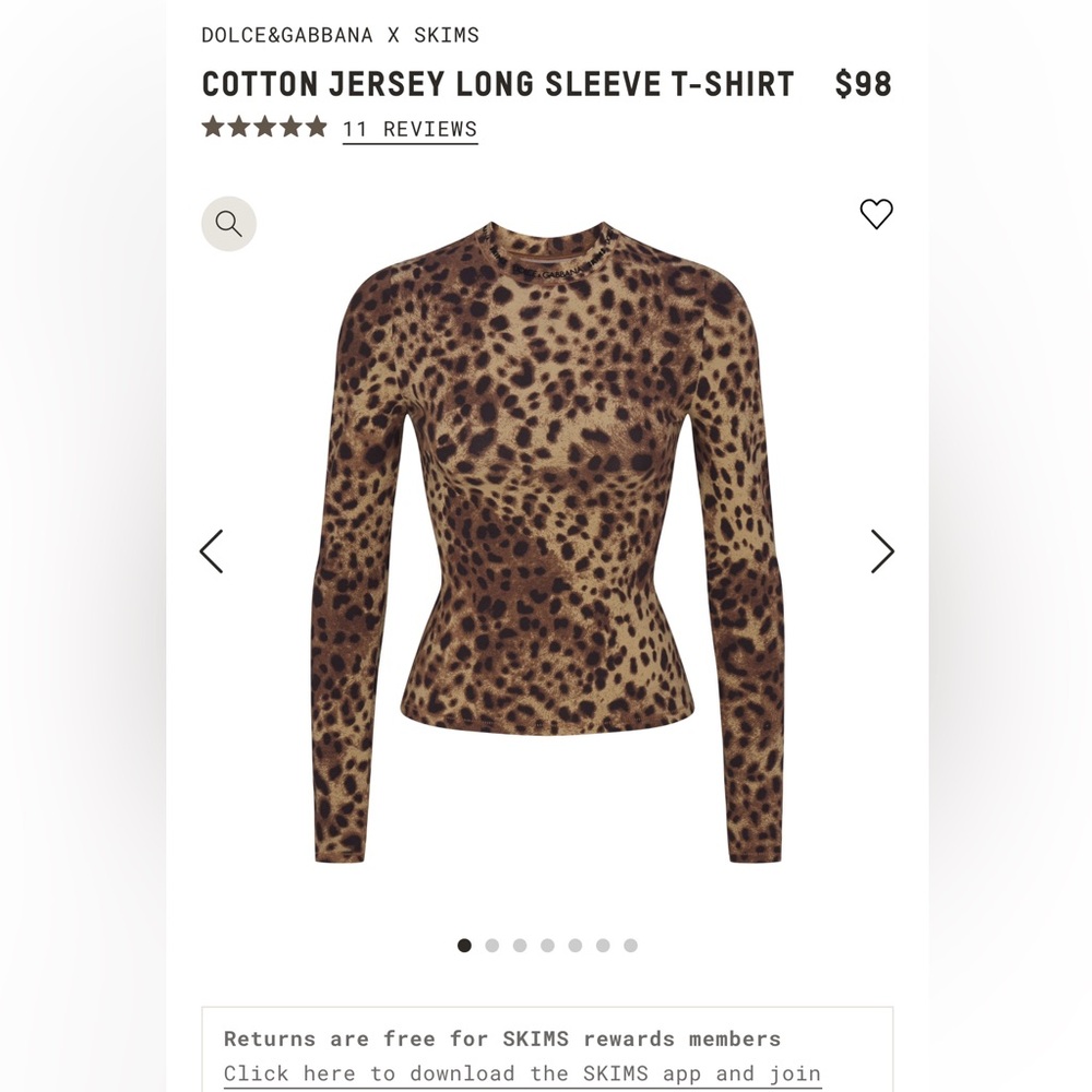 Dolce & Gabbana X Skims leopards longsleeve